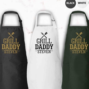 Personalized Apron for Men, Grill Daddy Apron, Father&#39;s Day Gift, Custom Mens Apron, Grill Apron for Men, BBQ Griller Apron, Chef Gift