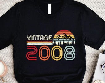 Vintage 2008 Shirt, 18th Birthday Shirt, 2008 T-Shirt, 18th Birthday Party, 18th Birthday Gift for Men Women, 2008 Birthday Shirt