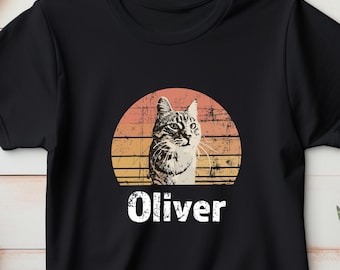 Custom Pet Photo Shirt, Custom Vintage Cat Photo Shirt, Custom Cat Portrait Shirt, Personalized Cat Shirt, Custom Dog Shirt, Cat Mom Shirt