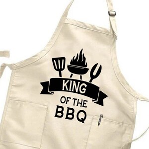 King Of The BBQ Apron, Barbeque Apron Gifts For Men, Bbq Apron for Dad, Chefs Apron, Fathers Day Gift, Birthday Gift for Dad Husband Grandpa