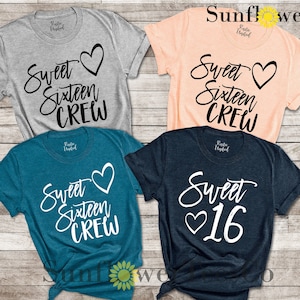 Sweet Sixteen Birthday Crew Shirt, Birthday Squad Gift Shirt, Sweet 16 Birthday Girl Shirt, 16th Birthday Party Shirt, Sixteenth Birthday