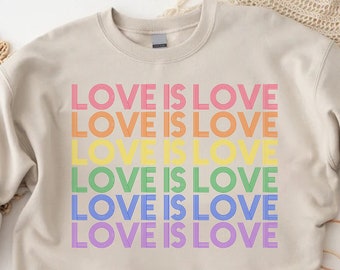 Love is Love Sweatshirt,Cute LGBTQ Ally Gifts for Women,Pride Sweatshirt, Pride Month,Gay Lesbian Pride Crewneck Sweatshirt Men,LGBT Rainbow