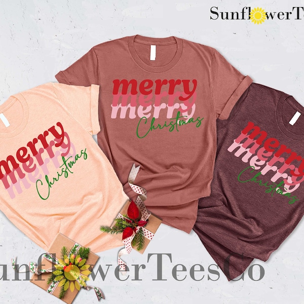 Merry Merry Merry Christmas Shirt,Couple Family Matching Shirt,Merry Christmas Shirt,Funny Christmas Shirt,Christmas Gift for women men kids