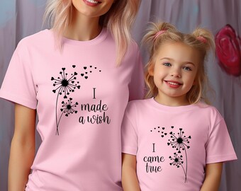 I Made A Wish I Came True Shirt, Matching Mom Daughter Tee,Mommy And Me Mothers Day Gift,Mom and Baby Matching,New Mom Gift,Baby Shower Gift