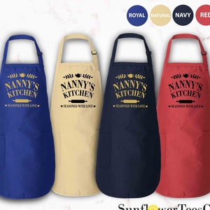 Grandma&#39;s Kitchen Apron, Cooking Apron for Nanny, Gift for Grandma, Mother&#39;s Day gift, Mom Apron, Kitchen gift, Custom Apron, Gift for Nanny