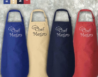 Custom Embroidered Chef Apron For Women, Embroidery Kitchen Apron, Baking Apron, Custom Name Apron, Womens Apron,Kitchen Apron, Gift For Mom