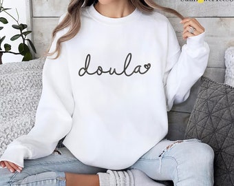Embroidered Doula Crewneck, Perfect Gift for Doula, Doula Sweater, Doula Thank You Gift, Postpartum Doula Embroidered Sweatshirt,Doula Shirt