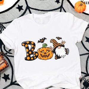 Halloween Boo Gnome Shirt, Pumpkin Gnome Shirt, Halloween Gift Shirt, Halloween Kids Toddler Shirt, Halloween Gifts, Women&#39;s Halloween Shirt