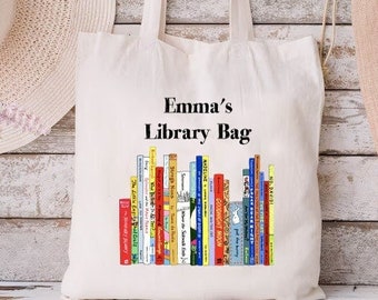 Personalized Library Tote Bag, Custom Bookish Bag, Book Lovers Gifts,Book Lover Tote Bag, Librarian Gifts, Library Book Bag, English Teacher