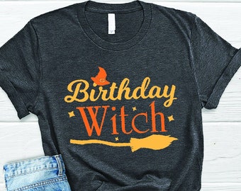 Birthday Witch Shirt, Halloween Birthday Tee, Witch Hat Shirt, Witch Broom Shirt, Cute Halloween Shirt,Halloween Gift,Birthday gift for girl
