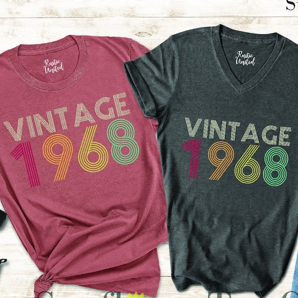 Vintage 1968 Retro Shirt, 56th Birthday Gift for Women Men Bestfriend, 56th Birthday Party Shirt, Well Aged 1968,  Vintage 1968 Shirt