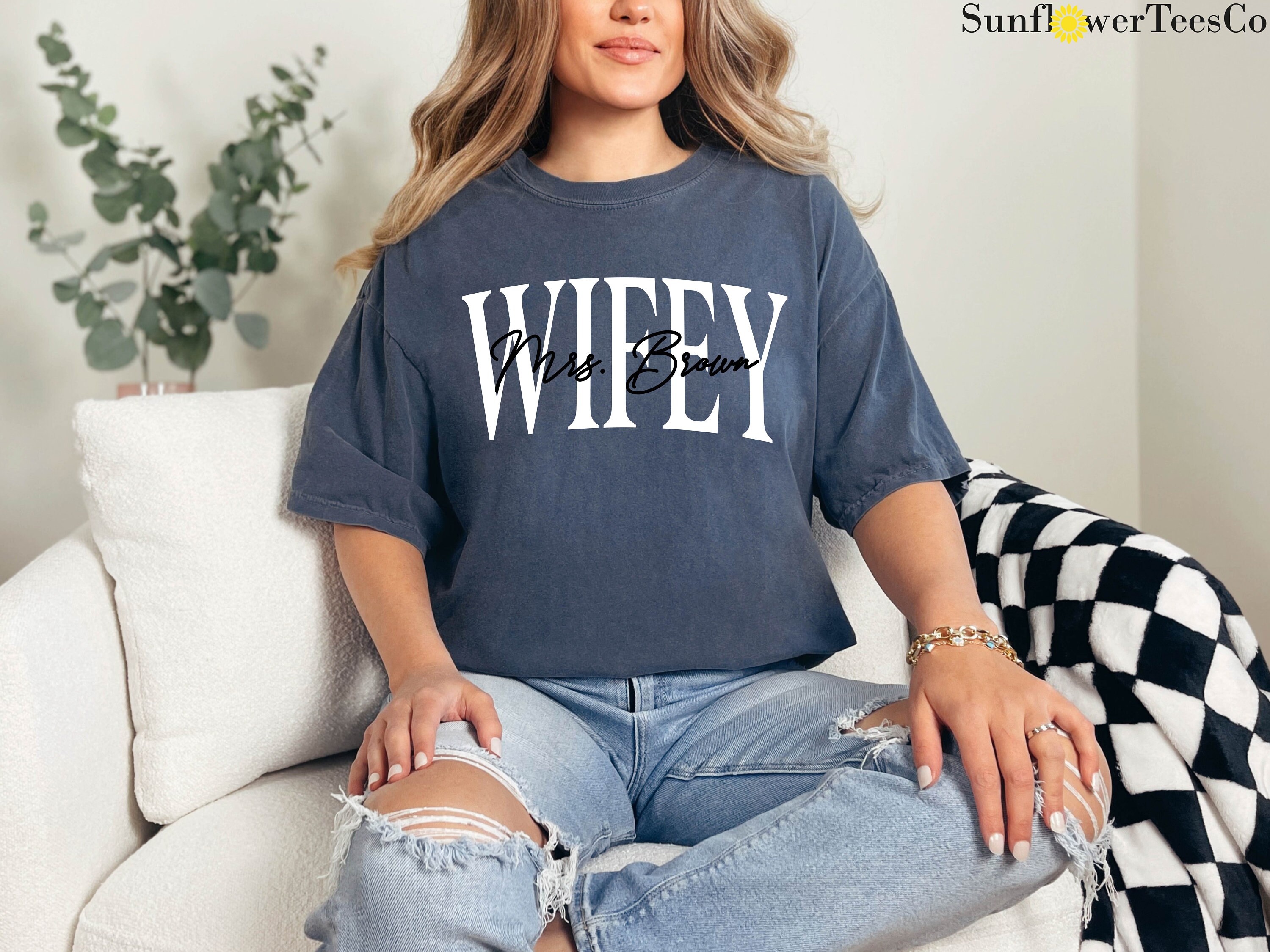 Comfort Colors® Wifey Shirt With Last Name, Custom Comfort Colors Tee ...