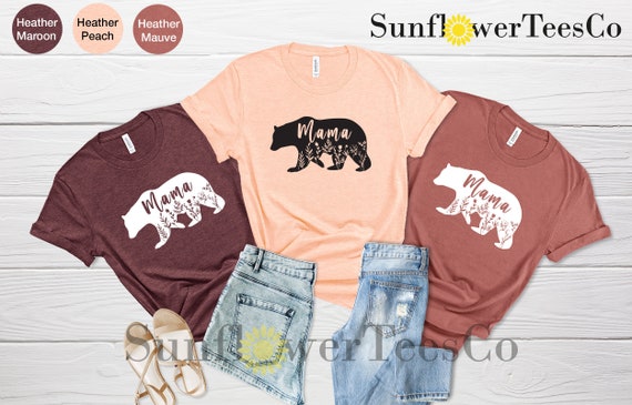 Mama Bear Shirt, Floral Mama Bear T-shirt, Mama Bear T-shirt, Mom Shirts, Mom Life Shirts, Mama Bear Shirts, Floral Mama Bear Shirt
