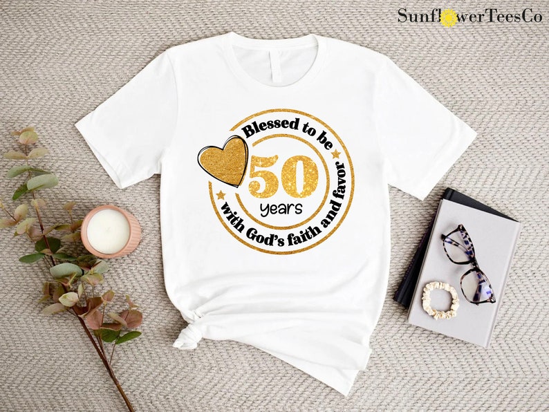 a 50th birthday shirt with a heart on it