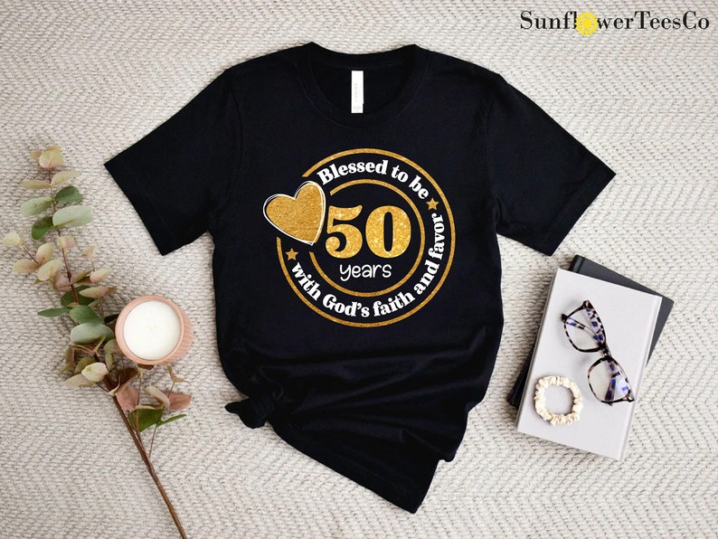 a t - shirt with a 50th birthday message on it