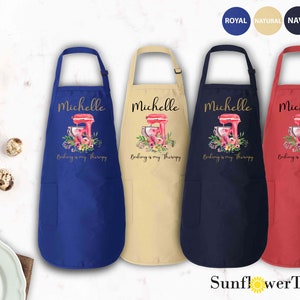 Personalized Apron For Women, Custom Name Cooking Apron, Custom Cooking Gift for Mom Granny, Mother's Day Gift Gift, Baking is My Therapy image 3