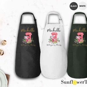 Personalized Apron For Women, Custom Name Cooking Apron, Custom Cooking Gift for Mom Granny, Mother's Day Gift Gift, Baking is My Therapy image 4