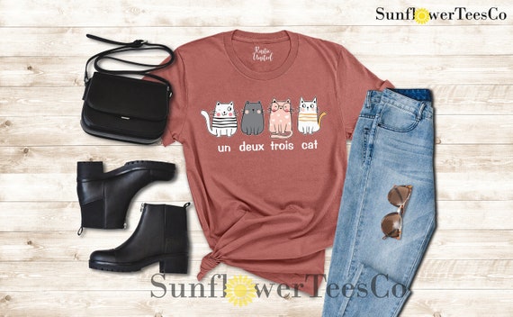 Cat Mama Shirt, Cat Mom Shirt, Un Deux Trois Cat T-shirt, Mother's Day Gift Shirt, French Cat Shirt,Funny Cat Dad Shirt,Cat Lover Lady Shirt