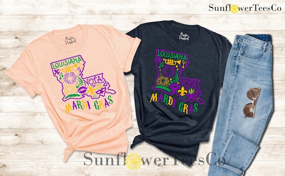 Mardi Gras Shirt for Women, Louisiana Apparel, Home State Shirt, Mardi Gras Beads Shirt, Louisiana Shirt, Parade Shirt, Fat Tuesday Shirt