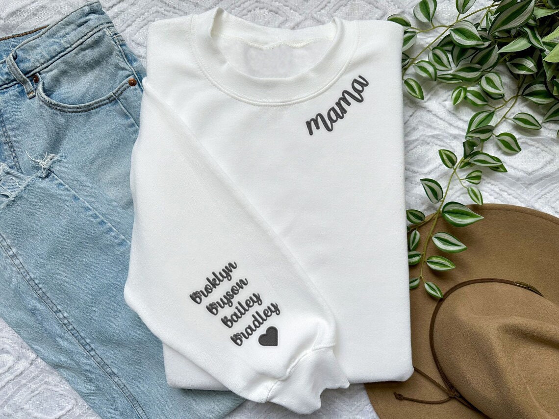 Custom Mama Embroidered Sweatshirt With Kids Names