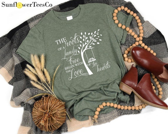 Cute Family Shirt, Family Tree Shirt,The Roots Of A Family Tree Begin With The Love Of Two Hearts Shirt, Family Love Shirt,Family Gift Shirt