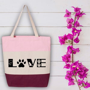 Veterinary Technician Bag, Vet Tech Tote Bag, Veterinary Gift, Stethoscope Paw Prints Nurse Tote Bag, Gift For Dog Lovers, Pet Tote Bag