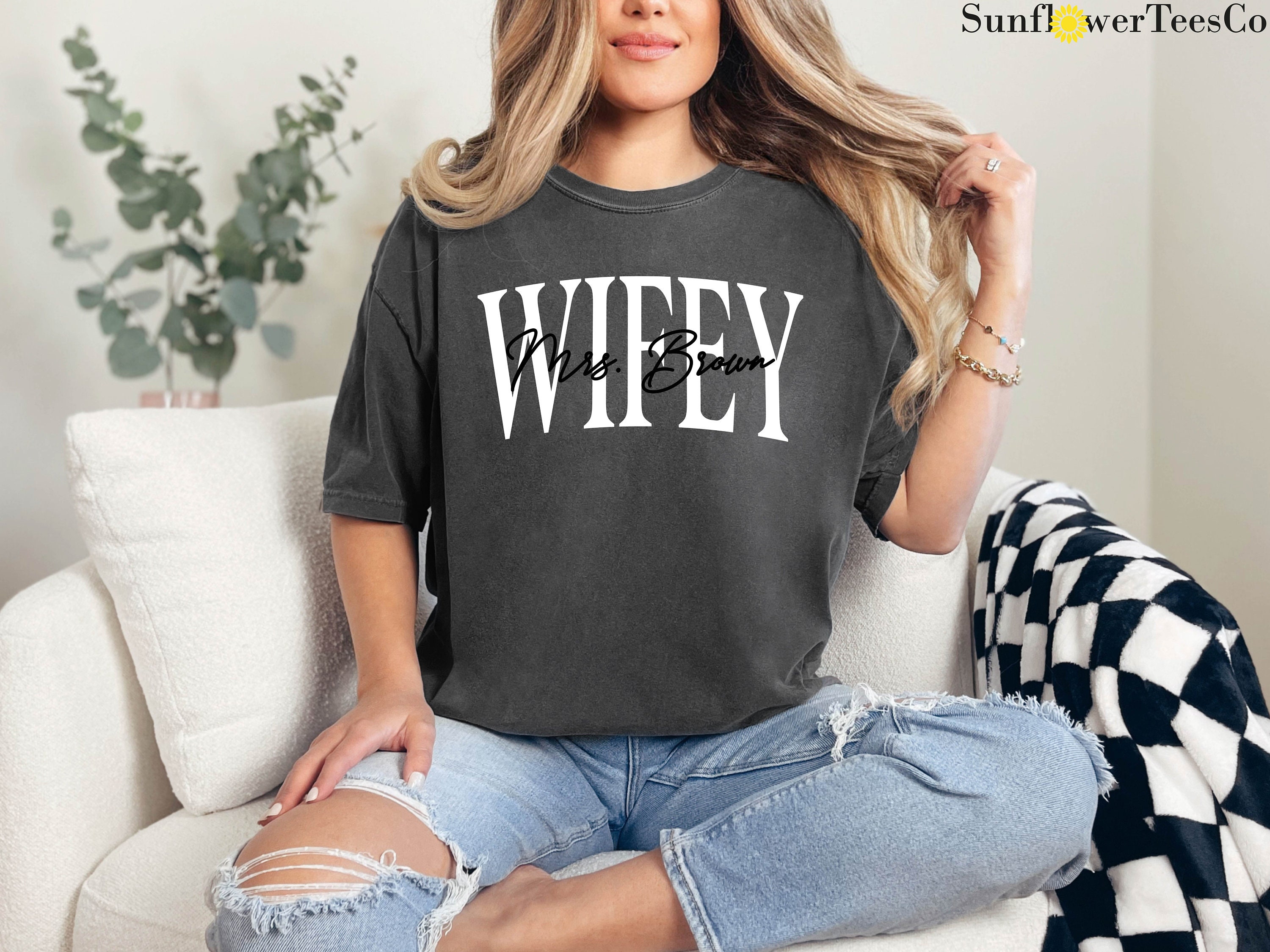 Comfort Colors® Wifey Shirt With Last Name, Custom Comfort Colors Tee ...