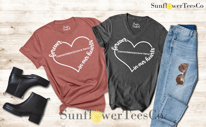 Forever In Our Hearts, Memorial Shirt, Personalized Memorial Shirt, Bereavement Shirt, Rest In Peace Shirt, Remembrance Shirt, R.I.P. Shirt image 6