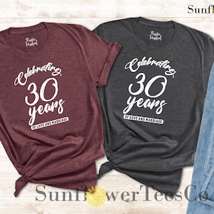30th Anniversary Shirt, Celebrating 30 Years Of Love Anniversary Shirts,Personalized Anniversary Shirt,Married Couple Shirts,Wifey and Hubby
