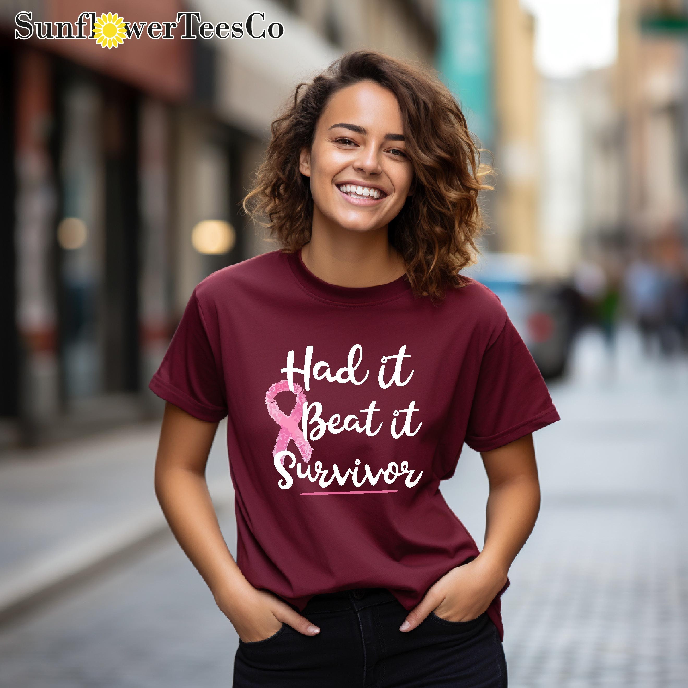 Pink Ribbon Shirt, Cancer Survivor Gift, Breast Cancer Shirt, Had it Beat it Survivor Tshirt, Cancer Fighter,Motivational Gift for Survivors