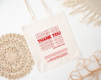 Thank You Have A Nice Day Tote Bag, Retro Thank You Gift Bag, Positive Quotes Tote Bag, Retro Groovy Tote Bag Girl, Eco Tote Bag Reusable