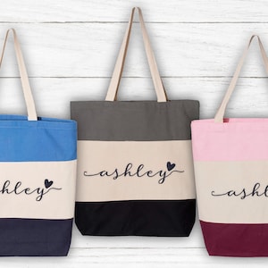 Custom Name Embroidered Tote Bag, Custom Tote Bag, Personalized Tote Bag Embroidery, Bridal Party Embroidered Tote Bag, Custom Teacher Gift