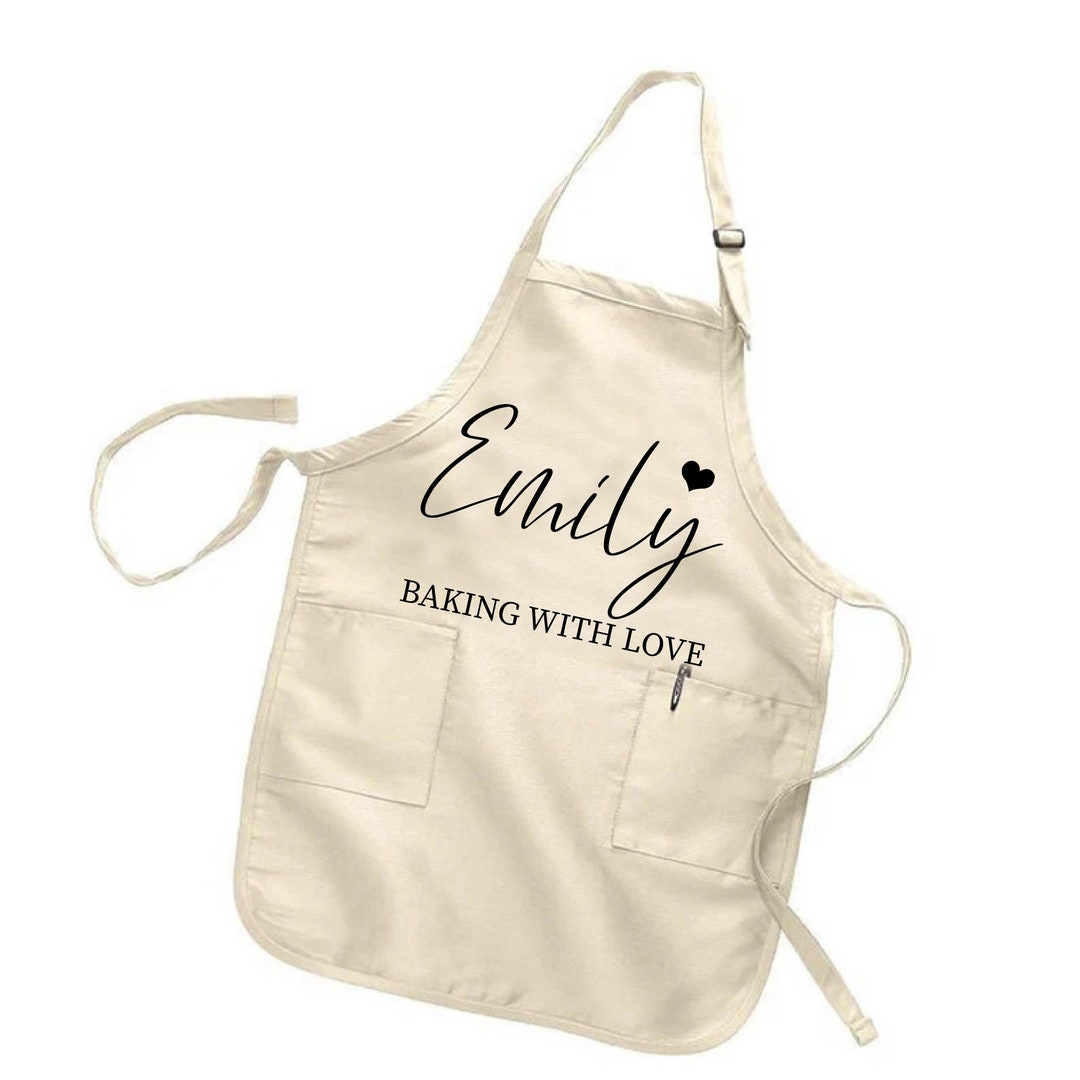 Personalized Baking With Love Apron, Custom Baking Aprons for Women