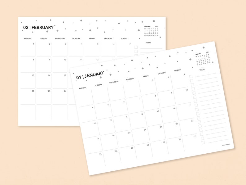 Desk Monthly Planner Blank Printable PDF A4 landscape Instant Etsy