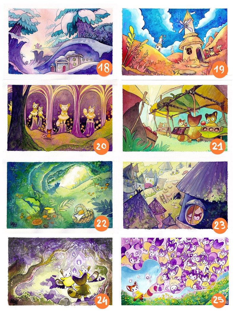 Lot of 5 impressions AL\u00c9ATOIRE series The elves illustration displays wall decoration