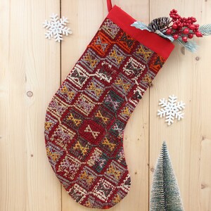Christmas Stocking holiday stocking Kilim Christmas ornaments handmade  Christmas Stockings  Decor Gift New year Unique Stocking KJ-01