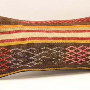 Anatolian Kilim Lumbar Pillow Cover 10x20 inch 25x50 Cm Mini size Pillow Oriental art deco cushion cover Turkish Handmade Decorative  KA-129