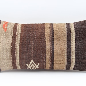 Anatolian Kilim Lumbar Pillow Cover 10x20 inch 25x50 Cm Mini size Pillow Oriental art deco cushion cover Turkish Handmade Decorative  KA-209