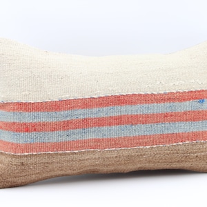 Throw Kilim Pillow Cover 12x20 inch 30x50 Cm Rustic Pillow Anatolian Natural cushion cover Turkish Handmade Decorative Bolster KB-281