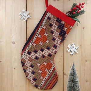 Christmas Stocking holiday stocking Kilim Christmas ornaments handmade  Christmas Stockings  Decor Gift New year Unique Stocking KJ-09