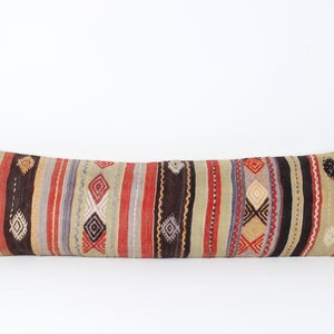 King Size Kilim Lumbar Pillow Cover: Vintage Turkish Wool (14x48 inch)