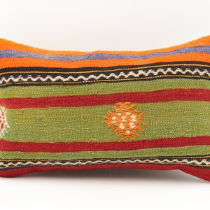 Throw Kilim Pillow Cover 12x20 inch 30x50 Cm Rustic Pillow Anatolian Natural cushion cover Turkish Handmade Decorative Bolster KB-275