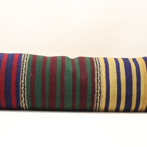 King Size Kilim Lumbar Pillow Cover: 14x48 inch, Handmade Wool Bedding