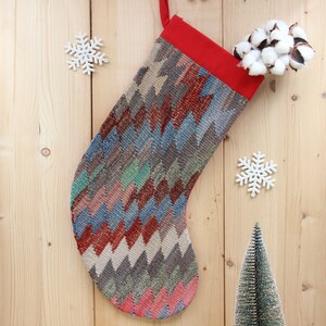 Christmas Stocking holiday stocking Kilim Christmas ornaments handmade  Christmas Stockings  Decor Gift New year Unique Stocking KJ-06