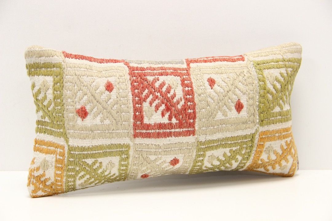 Kilim Lumbar Pillow Cover 8x16 Inch 20x40 Cm Bedding Pillow Etsy