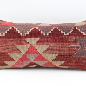 Anatolian Kilim Lumbar Pillow Cover 10x20 inch 25x50 Cm Mini size Pillow Oriental art deco cushion cover Turkish Handmade Decorative  KA-199