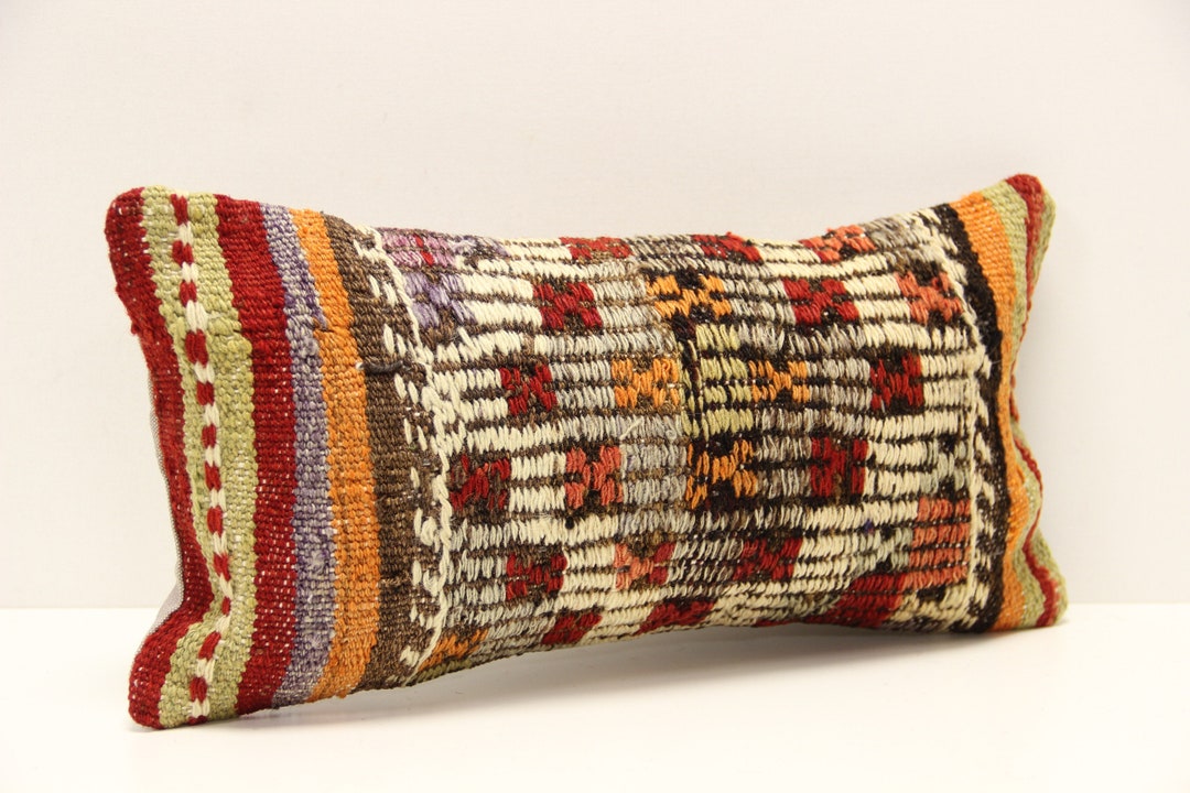 Kilim Lumbar Pillow Cover 8x16 Inch 20x40 Cm Bedding Pillow Etsy