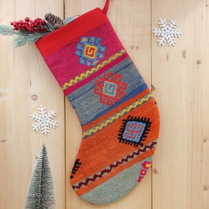 Christmas Stocking holiday stocking Kilim Christmas ornaments handmade  Christmas Stockings  Decor Gift New year Unique Stocking KJ-13