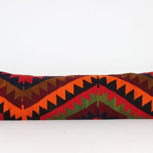 King Kilim Lumbar Pillow Cover: Vintage Turkish Wool (14x48 inch)