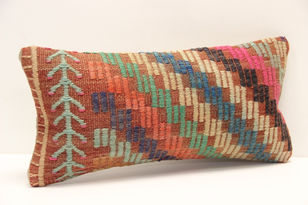 Kilim Lumbar Pillow Cover 10x20 Inch 25x50 Cm Bedding Pillow Etsy UK